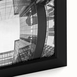 Framed canvas of textured black wall art featuring a colorful Charlotte skyline, ideal for extra large living room decor.