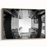 Framed canvas featuring a vintage-style landscape painting of Charlotte, North Carolina with gold and black hues.