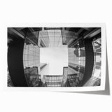 Rolled print of Charlotte, North Carolina skyline in muted blue tones, suitable as art wall dining room.