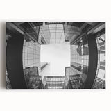 Black and white photograph of Charlotte skyline on large stretched canvas, suitable for kitchen wall art.