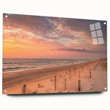 Acrylic print of the Outer Banks in North Carolina with vivid blue and tan colors, suitable for bedroom or dining room decor.