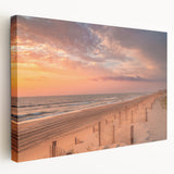 Outer Banks, North Carolina scenery on large stretched canvas with muted ocean and sky tones, suitable for kitchen wall art.