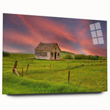 Large abstract wall art depicting North Dakota scenery in muted earth tones on acrylic glass.