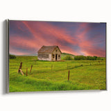 Framed canvas featuring a vintage-style landscape painting of North Dakota with colorful art elements.
