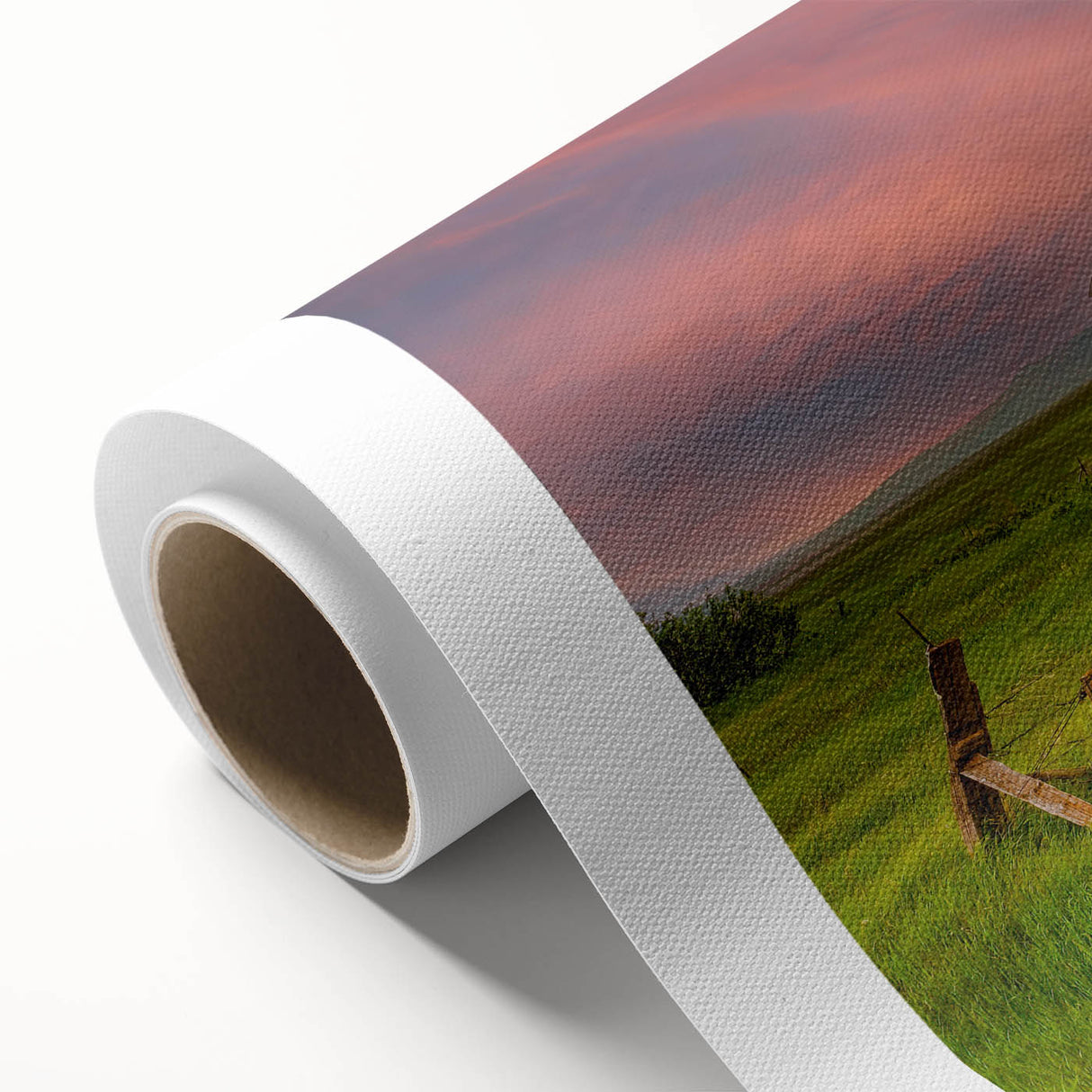 Art Deco poster of North Dakota scenery on rolled canvas, in muted earth tones, ideal for nursery wall art.