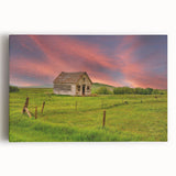 Black and white stretched canvas featuring a serene North Dakota landscape, ideal for kitchen wall art.