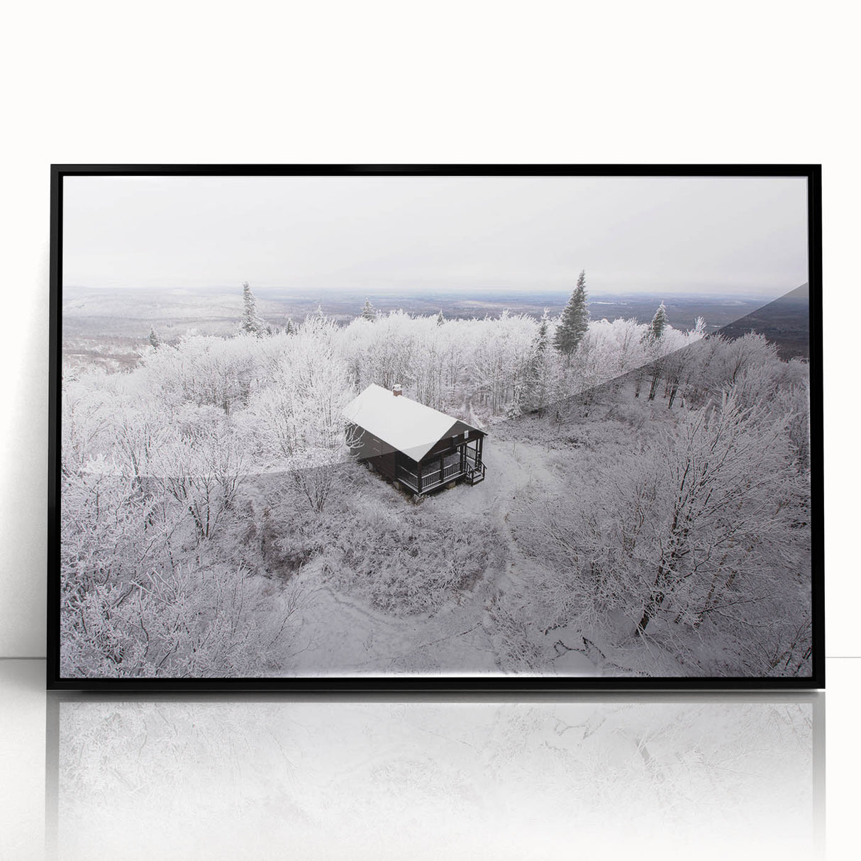 Large abstract wall art of Adirondacks scenery in muted earth tones on a framed acrylic, suitable for modern decor.