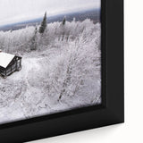 Extra large framed canvas featuring a textured depiction of the Adirondacks in black with colorful accents.