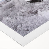 Art Deco poster of Adirondacks scenery in muted green and blue tones on rolled canvas, suitable for dining room wall art.