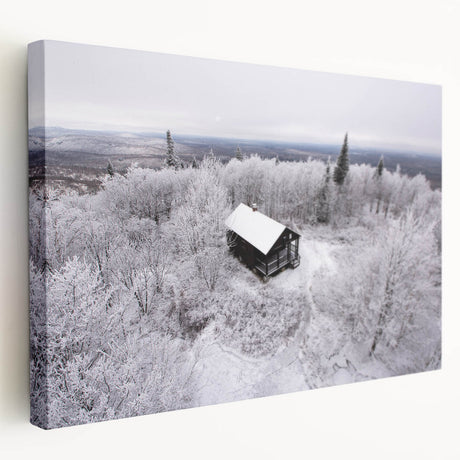 Large canvas print of Adirondack scenery in natural green and blue tones, suitable for kitchen wall art.