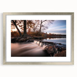 Textured abstract art print of Long Island scenery in silver frame, ideal for bedroom ambiance.