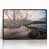 Large abstract wall art featuring a Long Island scenery in muted earth tones on a framed acrylic panel.