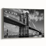 Framed canvas of Brooklyn Bridge landscape art painting.