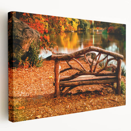 Central Park landscape on a large stretched canvas, featuring green and brown tones, ideal for kitchen wall art.