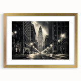 Extra large abstract art print of NYC's Empire State, textured gold frame, ideal for living room decor.