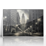 Art deco poster of NYC Empire State Building in monochrome shades on acrylic, ideal for modern art wall decor.