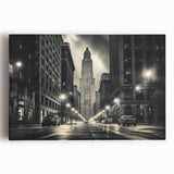 Black and white large art print of the NYC skyline on stretched canvas, ideal for kitchen wall art.