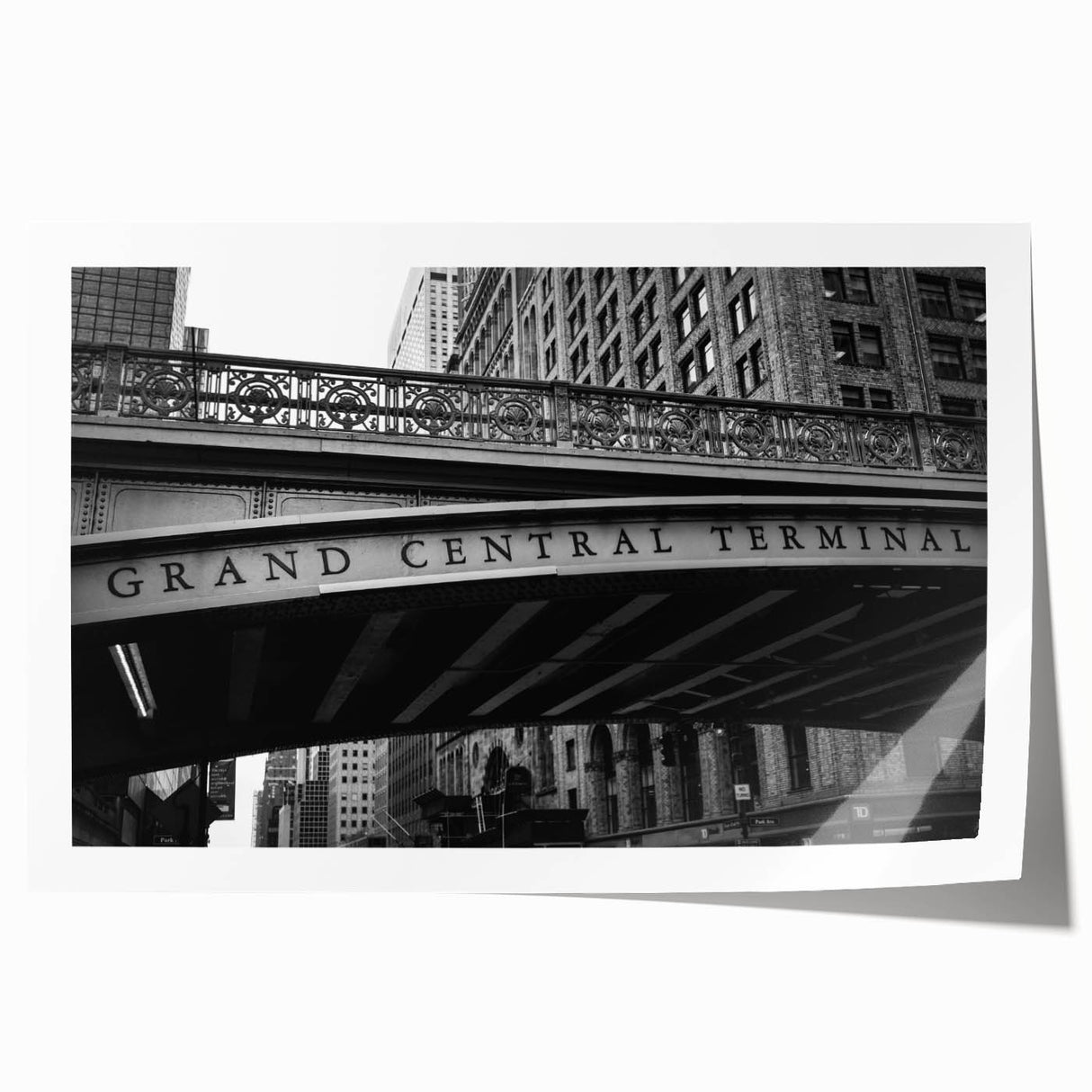 Extra large rolled print of New York City's Grand Central Station in muted gray tones, ideal for dining room wall art.