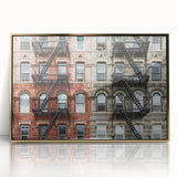 Acrylic print of Manhattan skyline in gold and black tones, ideal for modern art wall decor.