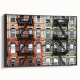 Black and white framed canvas of Manhattan skyline, ideal for bedroom wall art in a vintage poster style.