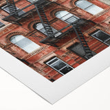 Art deco poster of Manhattan skyline in muted gray and blue tones on rolled canvas, suitable for dining room wall art.