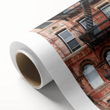 Art deco poster of Manhattan skyline in muted black and white on rolled canvas, ideal for nursery wall art.