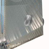 Large abstract wall art of NYC Trade Center in muted gray tones on acrylic glass, ideal for dining room ambiance.
