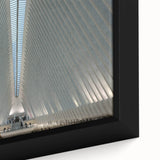 Extra large black wall art of NYC's skyline with colorful, textured brushstrokes on a framed canvas.