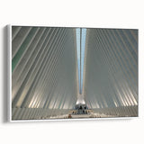 Vintage poster art of NYC Trade Center in colorful tones on extra large framed canvas, ideal for living room decor.