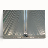 Black and white stretched canvas of NYC Trade Center, ideal for kitchen wall art or bedroom.