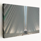 New York City skyline with World Trade Center in muted gray tones on stretched canvas, suitable for kitchen wall art.