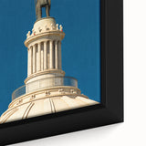 Extra large framed canvas of a textured Oklahoma scenery in black with colorful art accents.