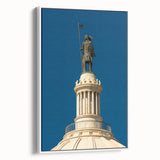 Vintage poster art of Oklahoma scenery in colorful hues on a large framed canvas, ideal for living room decor.