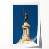 Extra large rolled print of an Oklahoma landscape with vibrant green and blue tones, ideal for dining room wall art.