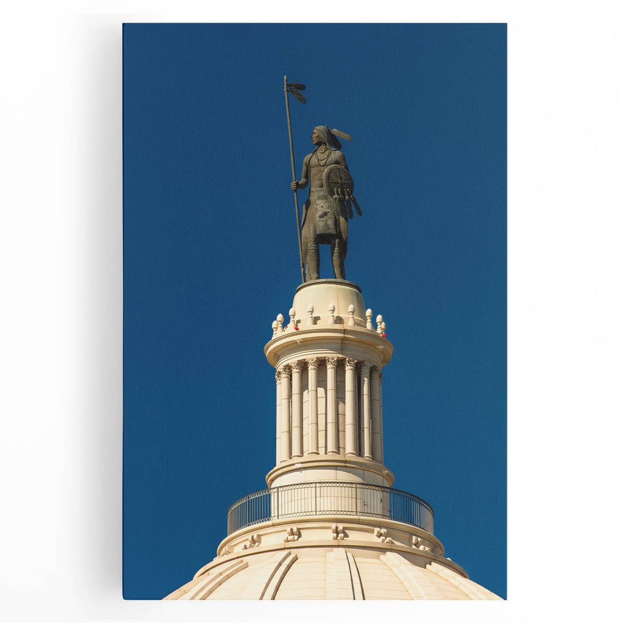 Large black and white stretched canvas of Oklahoma scenery, ideal for kitchen wall art.