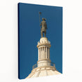Side view of large stretched canvas featuring a serene Oklahoma landscape in muted earth tones, ideal for kitchen wall art.