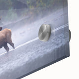 Large abstract wall art depicting Pennsylvania scenery in mid-century modernist style on acrylic glass.