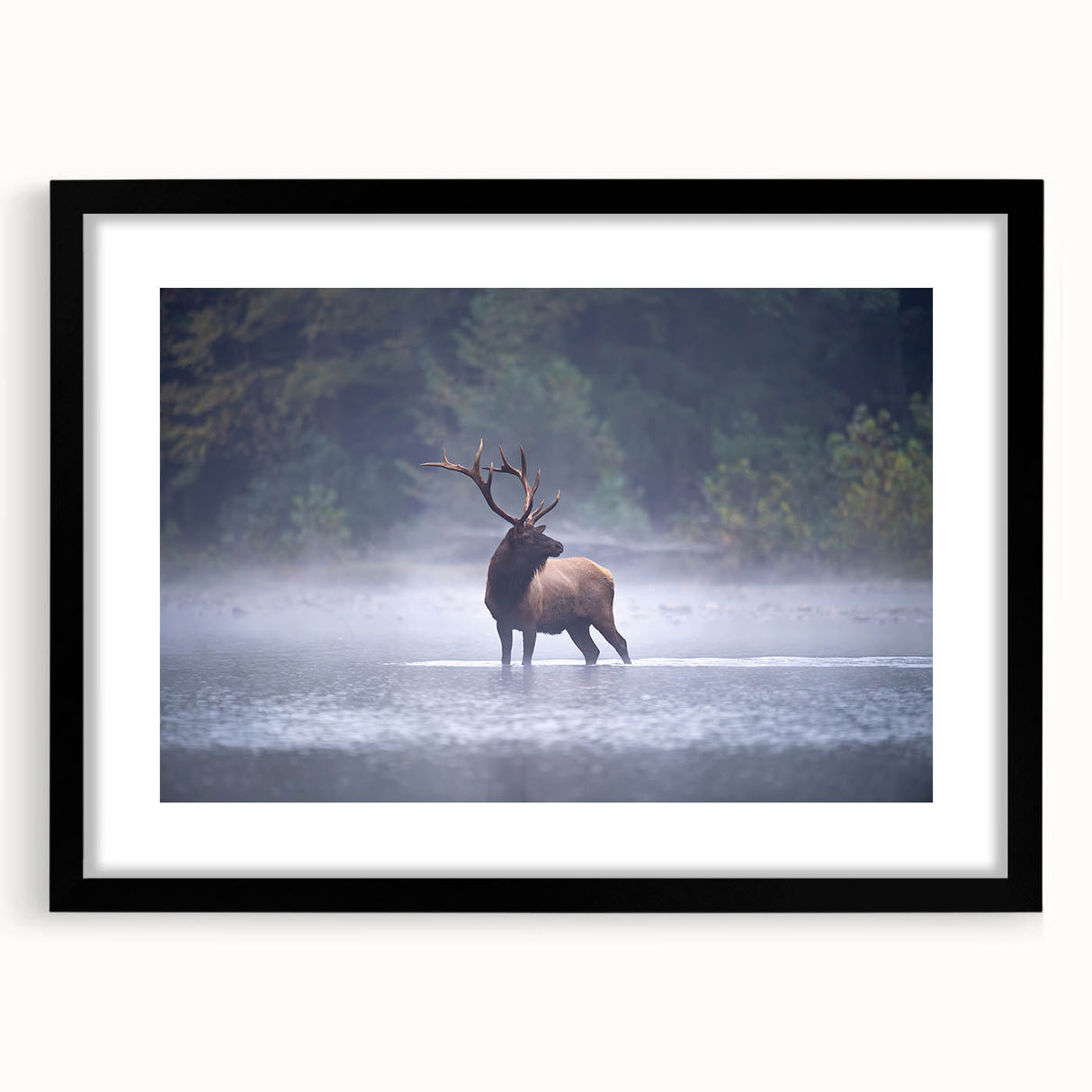 Extra large abstract art print of a colorful Pennsylvania scenery in a black frame, ideal for living room decor.