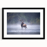 Extra large abstract art print of a colorful Pennsylvania scenery in a black frame, ideal for living room decor.