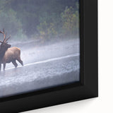 Close-up of textured black wall art featuring a colorful Pennsylvania scenery on a framed canvas.