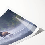 Extra large rolled print featuring line art flowers in monochrome, ideal for large living room wall art.