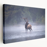 Large stretched canvas featuring a serene Pennsylvania landscape in muted green and blue tones, ideal for kitchen wall art.