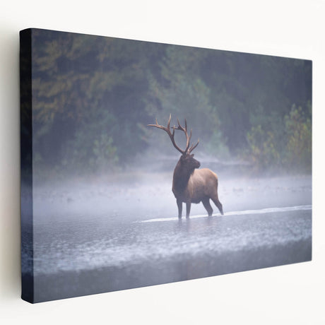 Large stretched canvas featuring a serene Pennsylvania landscape in muted green and blue tones, ideal for kitchen wall art.