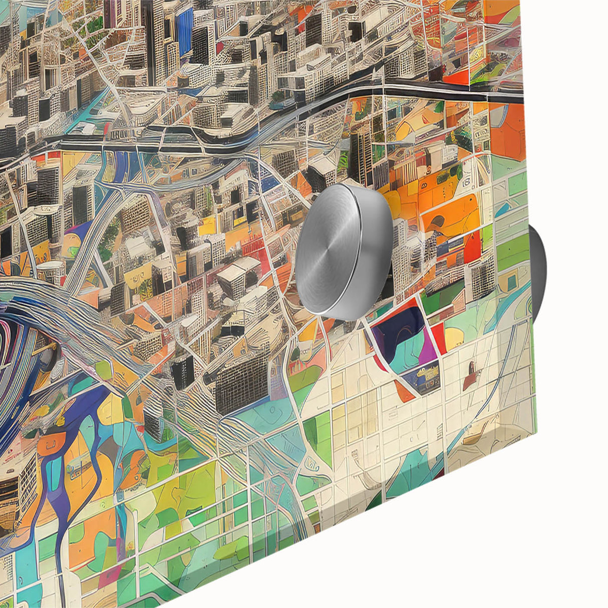 Large abstract wall art depicting the Phoenix Valley in muted earth tones on acrylic glass, ideal for dining room decor.