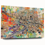 Large abstract wall art of Phoenix Valley on acrylic glass, featuring muted earth tones.