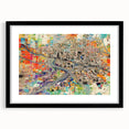 Extra large, textured abstract art print of Phoenix Valley in vibrant colors on a framed black mat canvas.