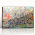Large abstract wall art depicting Phoenix Valley in vibrant orange and blue tones on a framed acrylic canvas.