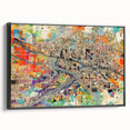 Black and white framed canvas of Phoenix Valley landscape, ideal for bedroom wall decor.