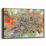 Black and white framed canvas of Phoenix Valley landscape, ideal for bedroom wall decor.