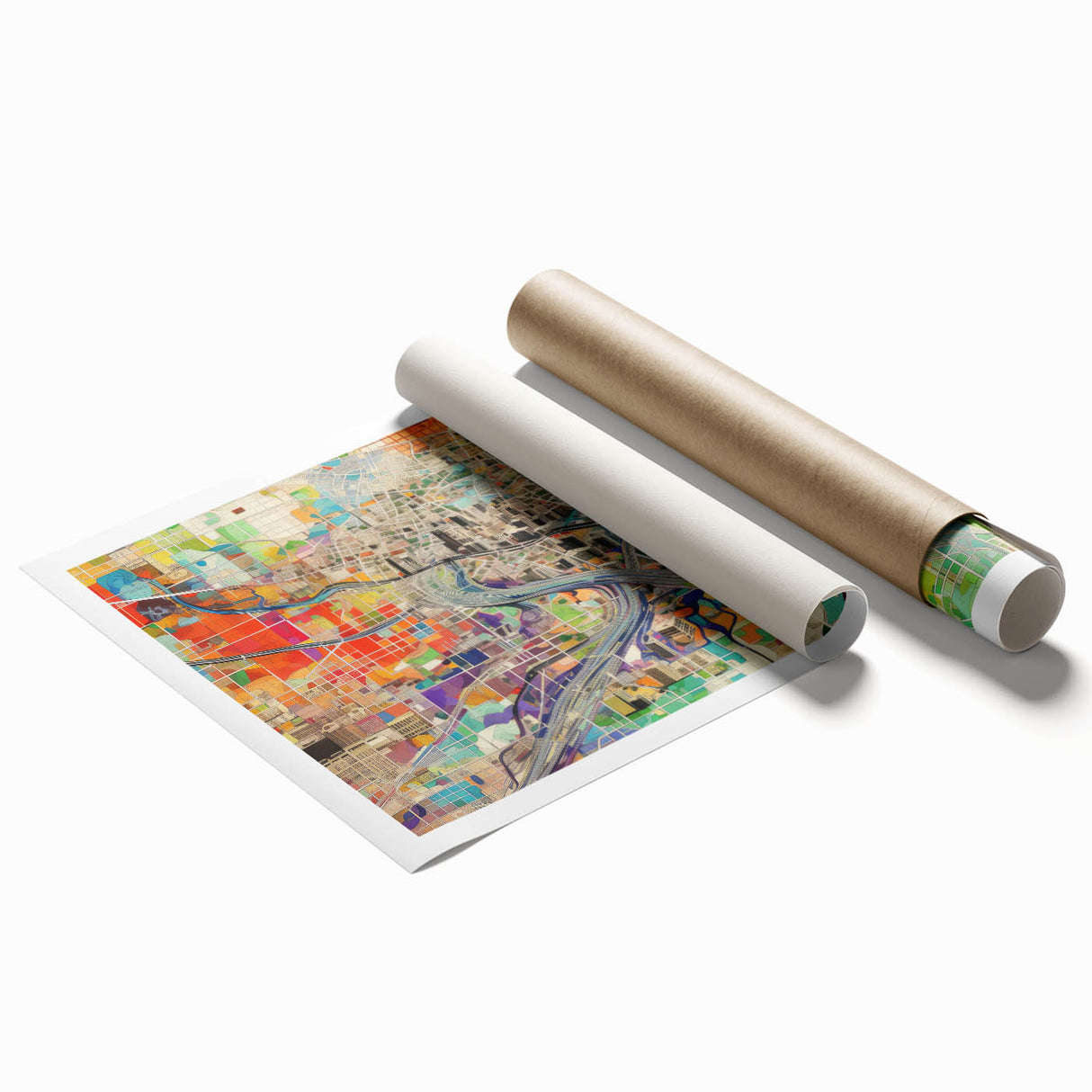 Rolled print of Phoenix Valley scenery in soft pastel shades, ideal for classy bathroom wall art.